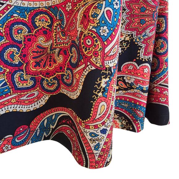 Tommy Hilfiger Black Paisley Stretch Sheath Midi Dress Sz 2 - Picture 6 of 9